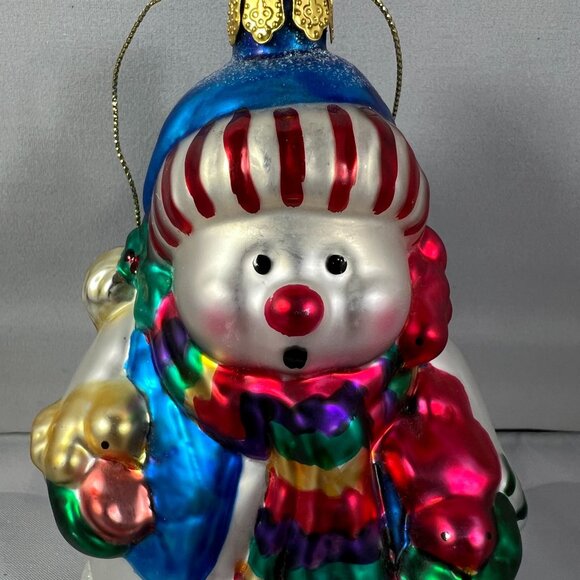 Brass Key Christmas Treasures - Hand-Painted Glass Snowman Ornament With Colorfu - Picture 3 of 3